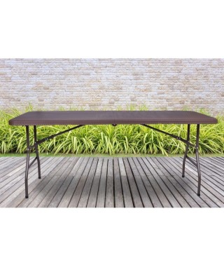 BANKIETOWY SKŁADANY RATTAN STÓŁ CATERINGOWY 180 CM BRĄZ 2