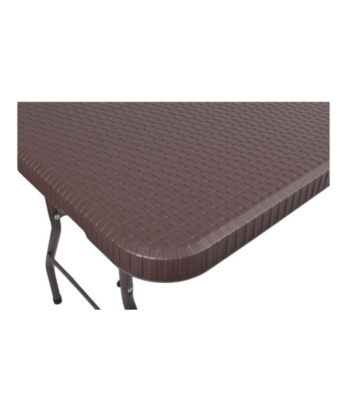 BANKIETOWY SKŁADANY RATTAN STÓŁ CATERINGOWY 180 CM BRĄZ