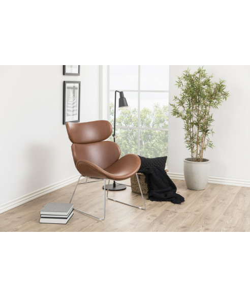 FOTEL WYPOCZYNKOWY CAZAR EKO-SKÓRA BRĄZ