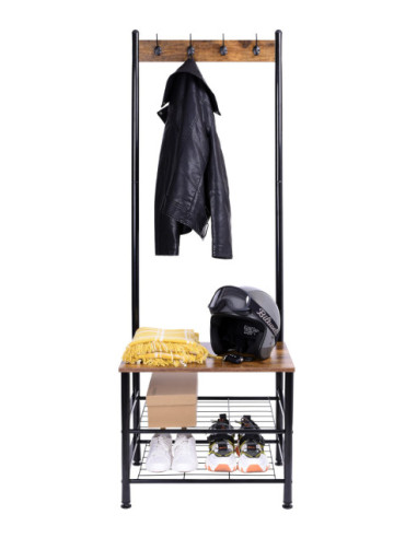 WIESZAK STOJĄCY/GARDEROBA PÓŁKI BERGEN DĄB POSTARZANY WIESZAKI METALOWE