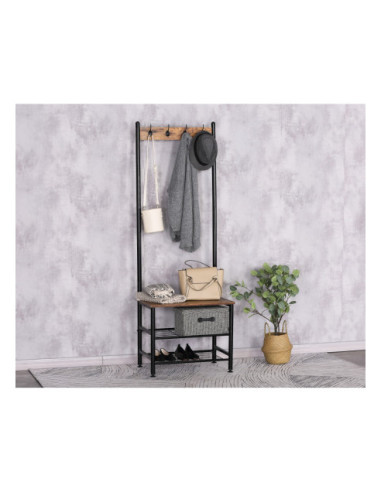 WIESZAK STOJĄCY/GARDEROBA PÓŁKI BERGEN DĄB POSTARZANY WIESZAKI METALOWE