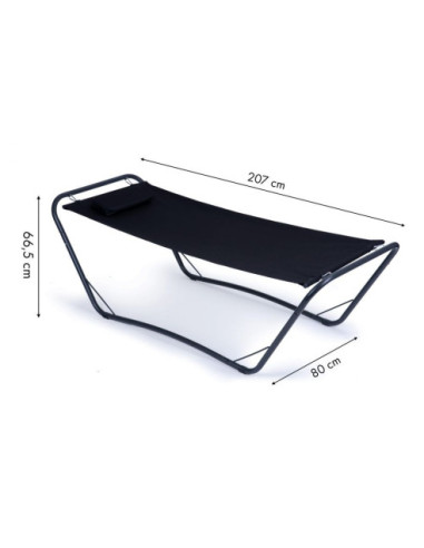 HAMAK OGRODOWY NA STELAŻU LEŻANKA CZARNA GH