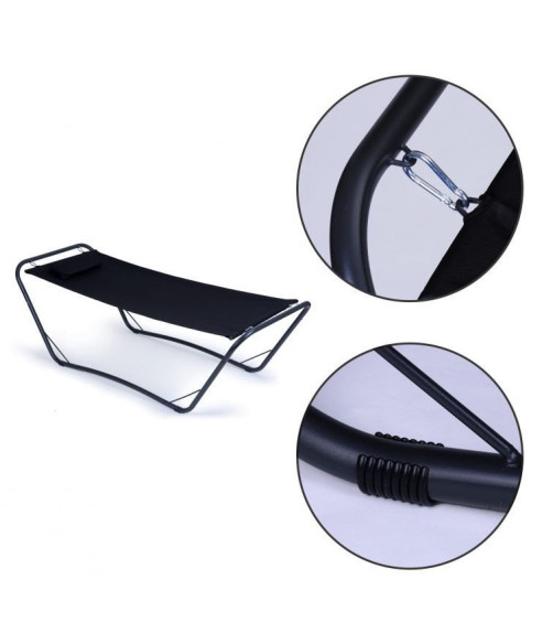 HAMAK OGRODOWY NA STELAŻU LEŻANKA CZARNA GH