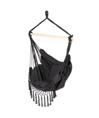 HAMAK TYPU KRZESŁO BRAZYLIJSKIE Z PODUSZKAMI SZARY DO OGRODU