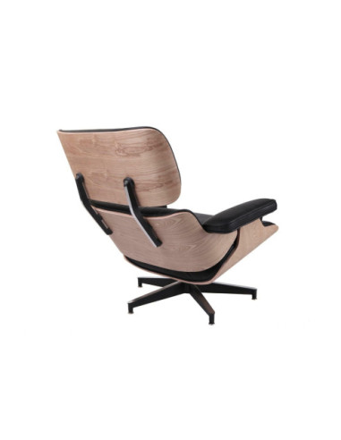 FOTEL WYPOCZYNKOWY VIP Z PODNÓŻKIEM SKÓRA NATURALNA CZARNA (NATURAL OAK)