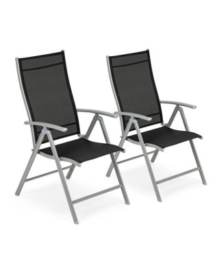 ZESTAW KRZESEŁ OGRODOWYCH SKŁADANYCH CZARNE/METAL 2 SZTUKI