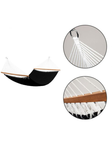 HAMAK OGRODOWY 2-OSOBOWY DUŻY CZARNY LEŻANKA