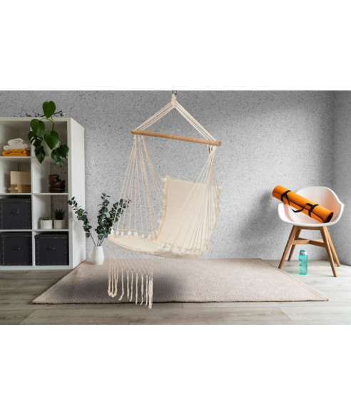 HAMAK TYPU KRZESŁO BRAZYLIJSKIE DO OGRODU (KREMOWY)