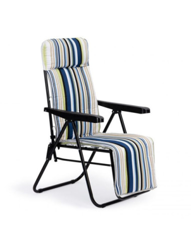 LEŻAK OGRODOWY MIĘKKI MATRAC W PASY ROZKŁADANY