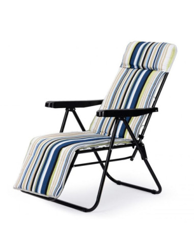 LEŻAK OGRODOWY MIĘKKI MATRAC W PASY ROZKŁADANY