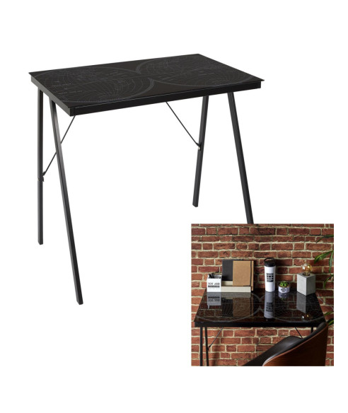 BIURKO KOMPUTEROWE Z MAPĄ ŚWIATA NAVIGO CZARNE