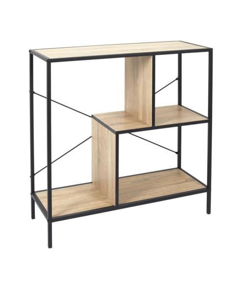 REGAŁ LOFTOWY RACK S DREWNO/METAL 2 POZIOMY