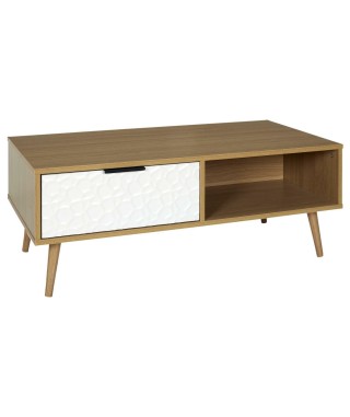 ŁAWA KAWOWA Z SZUFLADĄ I SCHOWKIEM BIEL/DREWNO CARTA