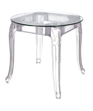 STÓŁ TRANSPARENTNY OKRĄGŁY GHOST FI80 CM SZKLANY BLAT