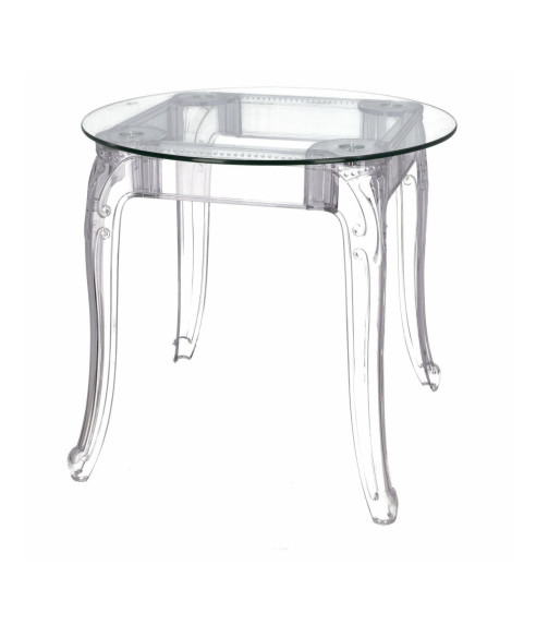 STÓŁ TRANSPARENTNY OKRĄGŁY GHOST FI80 CM SZKLANY BLAT