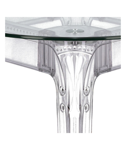 STÓŁ TRANSPARENTNY OKRĄGŁY GHOST FI80 CM SZKLANY BLAT
