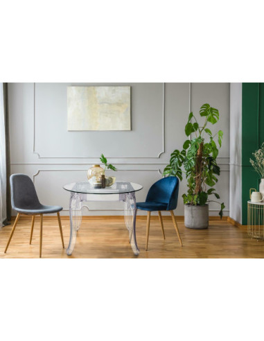 STÓŁ TRANSPARENTNY OKRĄGŁY GHOST FI80 CM SZKLANY BLAT