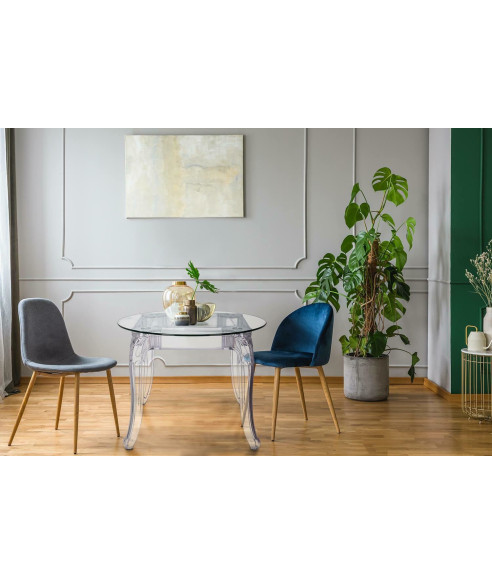 STÓŁ TRANSPARENTNY OKRĄGŁY GHOST FI80 CM SZKLANY BLAT
