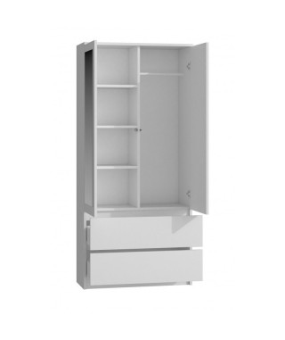 SZAFA Z PODWÓJNYM LUSTREM GARDEROBA SS-90 BIAŁY MAT 2