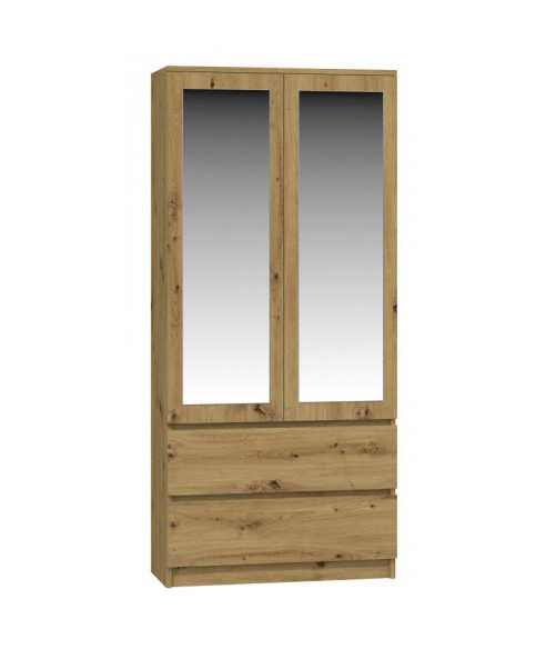 SZAFA Z PODWÓJNYM LUSTREM GARDEROBA SS-90 DĄB ARTISAN