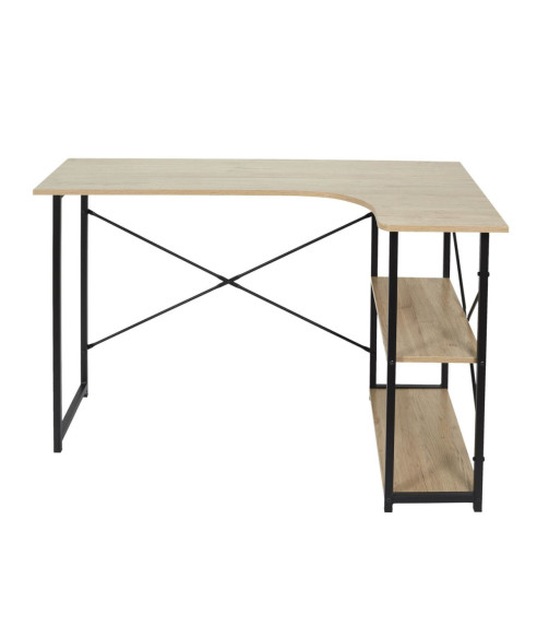 BIURKO NAROŻNE KOMPUTEROWE  Z REGAŁEM PÓŁKAMI STAND (DĄB/CZARNY)