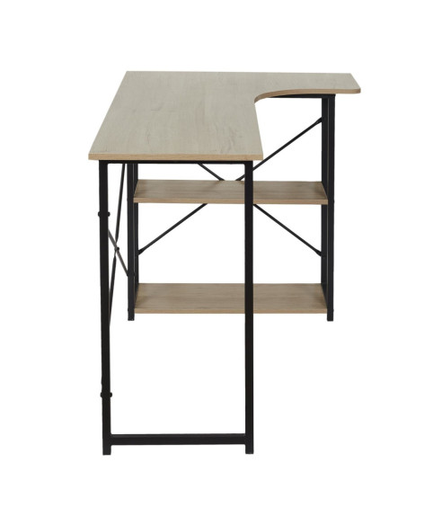 BIURKO NAROŻNE KOMPUTEROWE  Z REGAŁEM PÓŁKAMI STAND (DĄB/CZARNY)