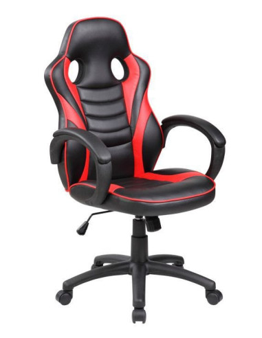 FOTEL GAMINGOWY KUBEŁKOWY MŁODZIEŻOWY CZERWONO-CZARNY