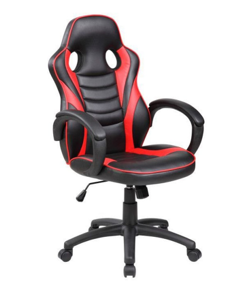 FOTEL GAMINGOWY KUBEŁKOWY MŁODZIEŻOWY CZERWONO-CZARNY