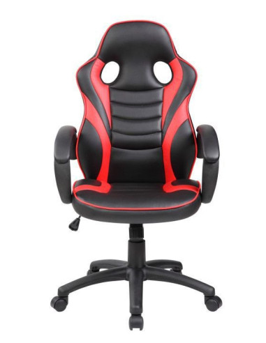 FOTEL GAMINGOWY KUBEŁKOWY MŁODZIEŻOWY CZERWONO-CZARNY