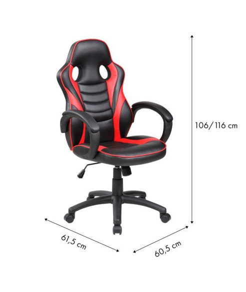 FOTEL GAMINGOWY KUBEŁKOWY MŁODZIEŻOWY CZERWONO-CZARNY
