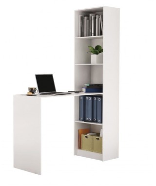 BIURKO SZKOLNE KOMPUTEROWE Z WYSOKIEM REGAŁEM R-50 5 PÓŁEK BIAŁE