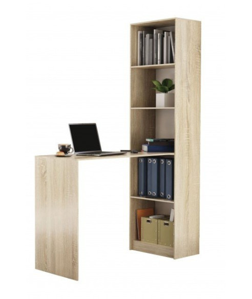 BIURKO SZKOLNE KOMPUTEROWE Z WYSOKIEM REGAŁEM R-50 5 PÓŁEK DĄB SONOMA