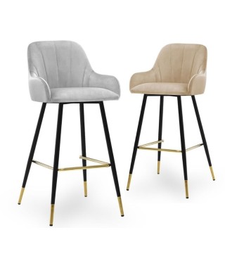 HOKER KUCHENNY KRZESŁO BAROWE TULIP 67 CM NOGI CZARNE + ZŁOTE KOŃCÓWKI (WYBIERZ TKANINĘ)