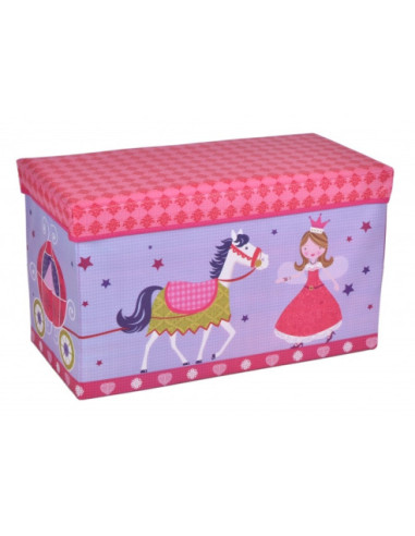 PUFA SKŁADANA SKRZYNIA ZE SCHOWKIEM DLA DZIECI (WZÓR ZAMEK)