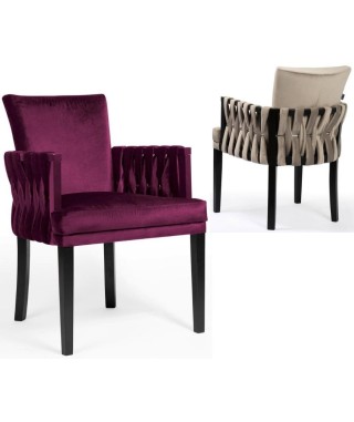 KRZESŁO FOTELOWE HOLENDERSKIE DO SALONU I JADALNI ELIS (WYBIERZ TKANINĘ I KOLOR NÓG)