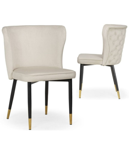 KRZESŁO PIKOWANE Z GUZIKAMI MODENA NOGI CZARNE ZE ZŁOTYMI KOŃCÓWKAMI (WYBIERZ TKANINĘ)