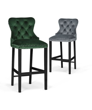 HOKER KRZESŁO BAROWE MADAME 70 CM PIKOWANE Z KOŁATKĄ NOGI DREWNO CZARNE (WYBIERZ TKANINĘ)