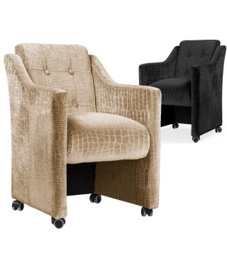 FOTEL TAPICEROWANY NA KÓŁKACH BOSS MOBILNY Z GUZIKAMI GLAMOUR (WYBIERZ TKANINĘ)