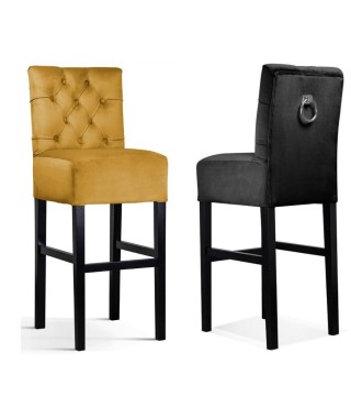 HOKER KRZESŁO BAROWE PIKOWANE Z KOŁATKĄ CHESTER 70 CM (WYBIERZ TKANINĘ I KOLOR NÓG)