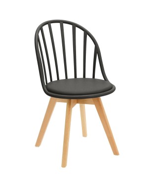 KRZESŁO AŻUROWE Z PODUSZKĄ NOGI DREWNO SIRENA (CZARNY)