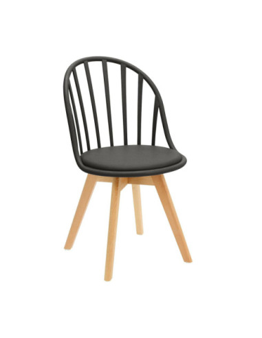 KRZESŁO AŻUROWE Z PODUSZKĄ NOGI DREWNO SIRENA (CZARNY)