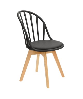 KRZESŁO AŻUROWE Z PODUSZKĄ NOGI DREWNO SIRENA (CZARNY) 2