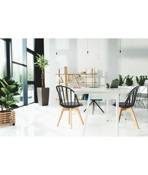 KRZESŁO AŻUROWE Z PODUSZKĄ NOGI DREWNO SIRENA (CZARNY)