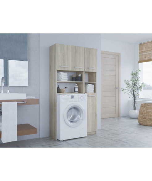 MEBLE DO ŁAZIENKI ZESTAW MARPOL (SZAFKA NAD PRALKĘ + SŁUPEK) DĄB SONOMA