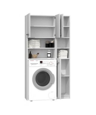 MEBLE DO ŁAZIENKI ZESTAW MARPOL (SZAFKA NAD PRALKĘ + SŁUPEK) BIEL 2