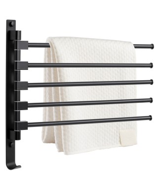 WIESZAK NA RĘCZNIKI ŁAZIENKOWY LOFT TYROS CZARNY MAT 5 RAMION
