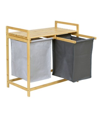 KOSZ BAMBUSOWY NA PRANIE HANOI 2 PODWÓJNY (SZARY)