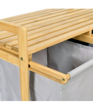 KOSZ BAMBUSOWY NA PRANIE HANOI 2 PODWÓJNY (SZARY) 2