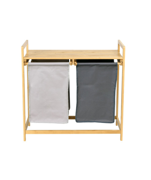 KOSZ BAMBUSOWY NA PRANIE HANOI 2 PODWÓJNY (SZARY)