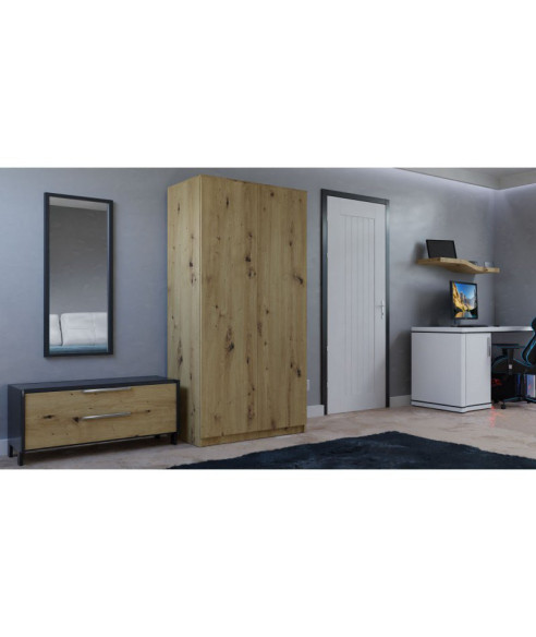 SZAFA-GARDEROBA SD-90 DĄB ARTISAN DO SALONU SYPIALNI PRZEDPOKOJU